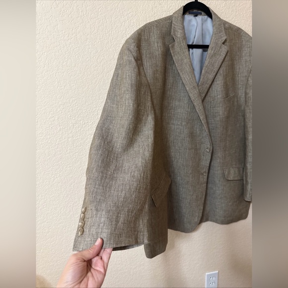 JOS A BANK Tailored Fit Linen Light Brown Two Button Blazer Sport Coat Sz 52R - Picture 7 of 16
